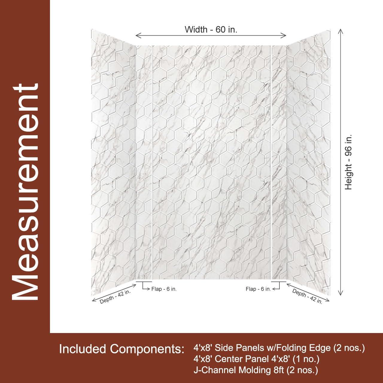 Hex Tile - Mirroflex - Tub and Shower Wall Panel