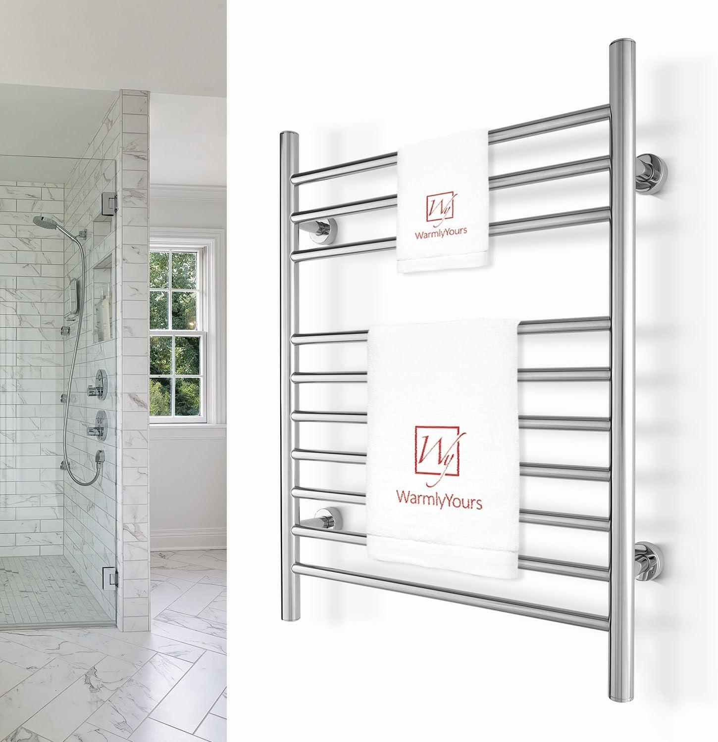 Polished Stainless Steel Wall-Mounted Towel Warmer with 10 Bars