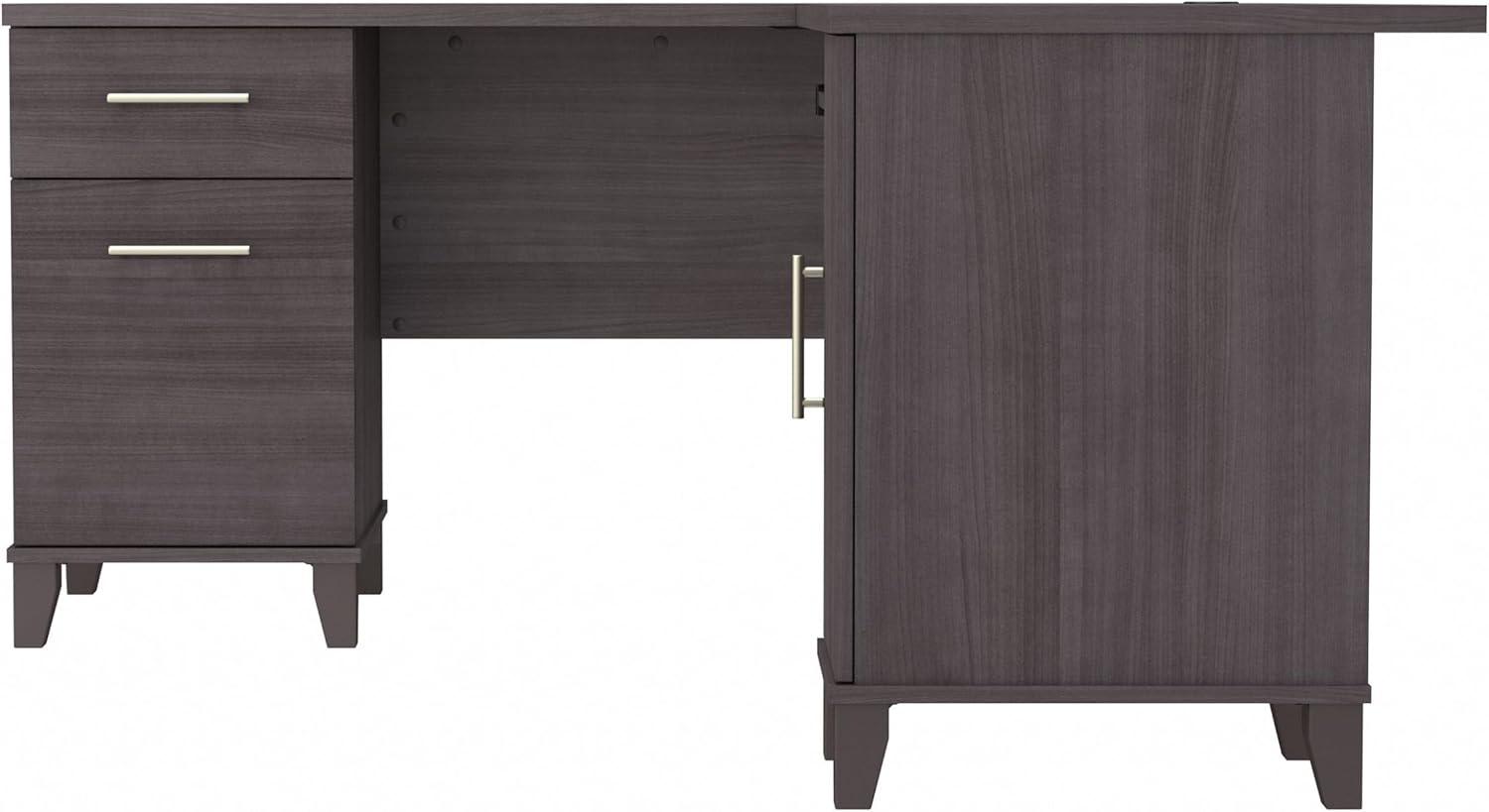 Bush Furniture Somerset 60" L Shaped Desk with Storage, Storm Gray