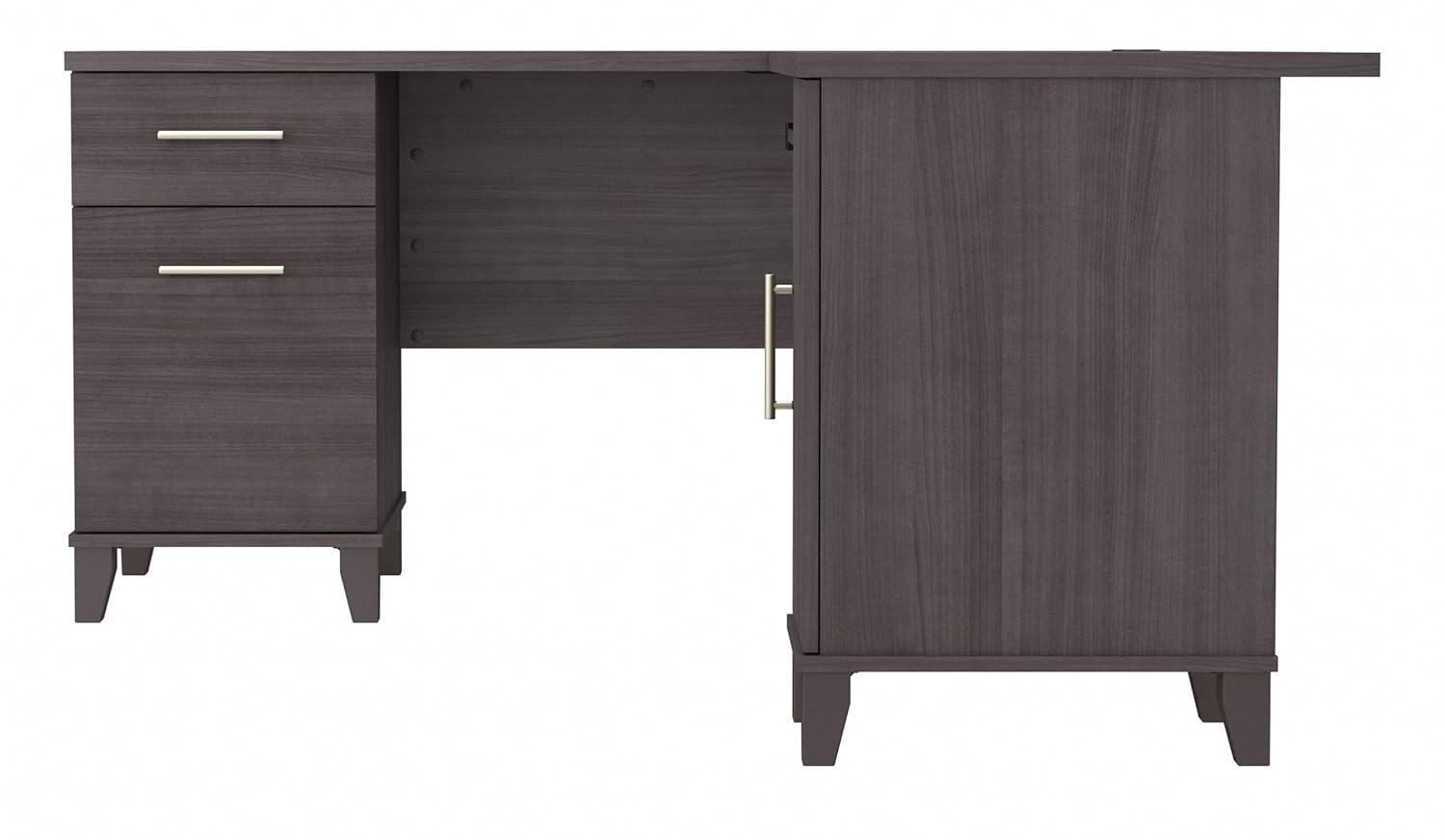 Bush Furniture Somerset 60" L Shaped Desk with Storage, Storm Gray