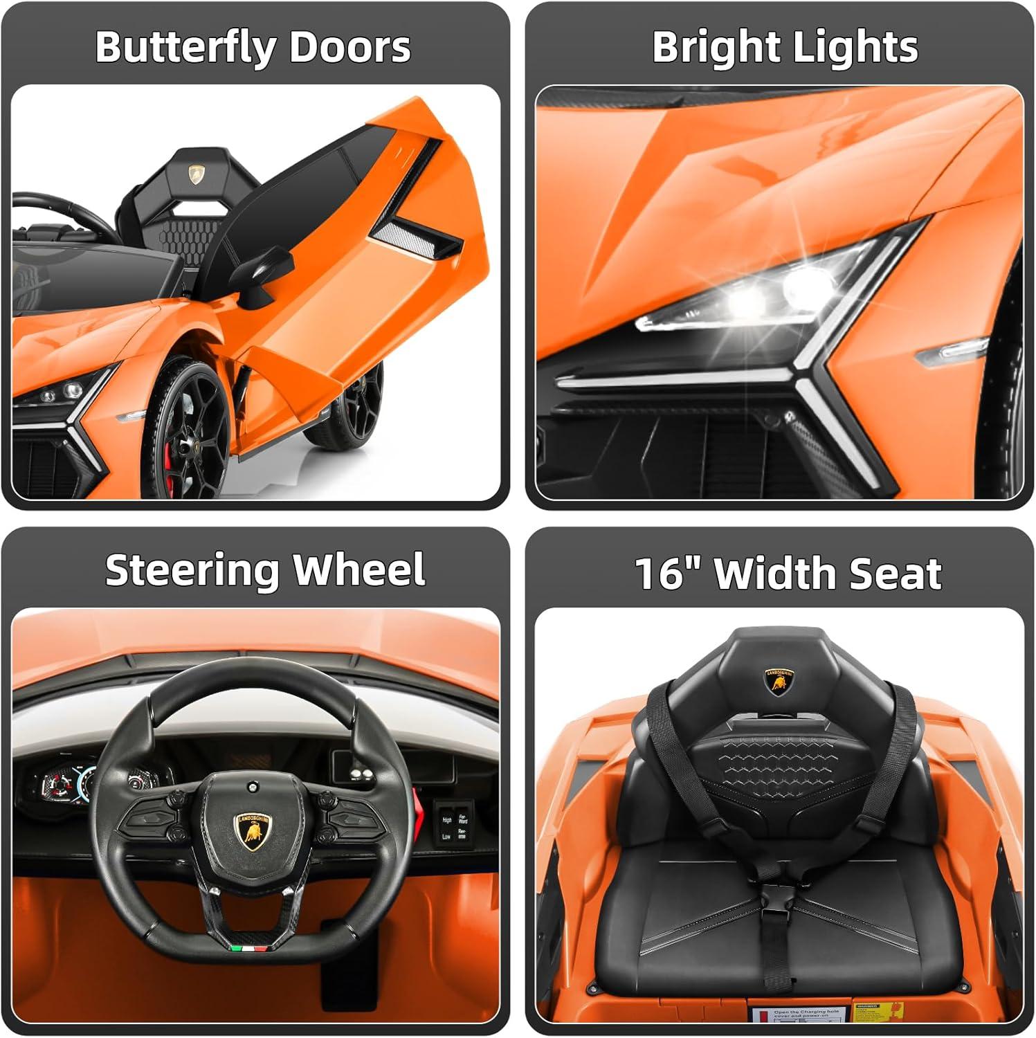 12V Kids Ride On Car, Licensed Lamborghini Revuelto Electric Car For Kids