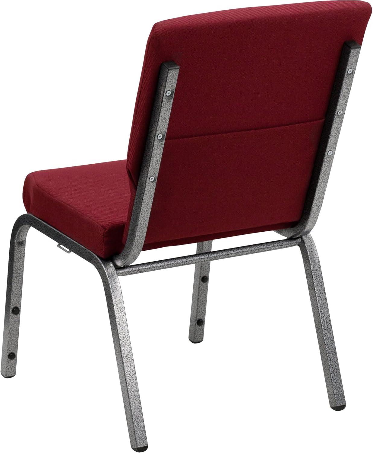 Flash Furniture HERCULES Series 18.5''W Stacking Church Chair in Burgundy Fabric - Silver Vein Frame