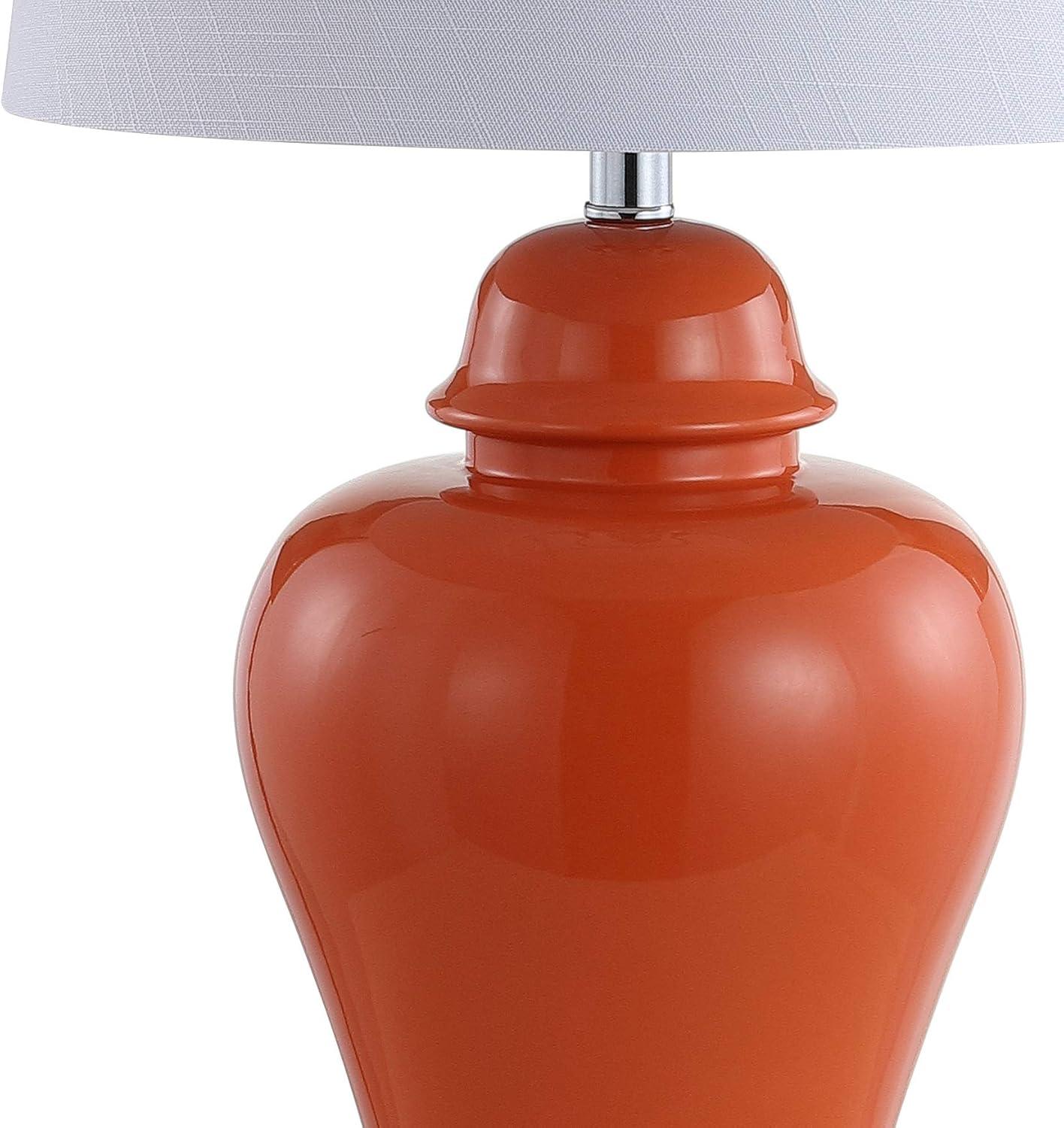 JONATHAN Y JYL4020B-SET2 Set of 2 Table Lamps Winnie 27" Ceramic Urn LED Table Lamp Contemporary Bedside Desk Nightstand Lamp for Bedroom Living Room Office College Bookcase, Orange