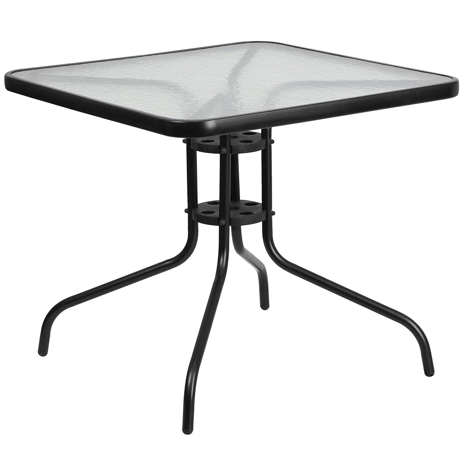 Flash Furniture 31.5'' Square Tempered Glass Metal Table