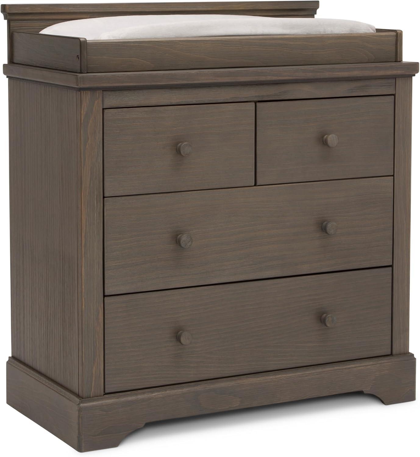 Simmons Kids' Paloma 4 Drawer Dresser with Changing Top and Interlocking Drawers - Rustic Gray