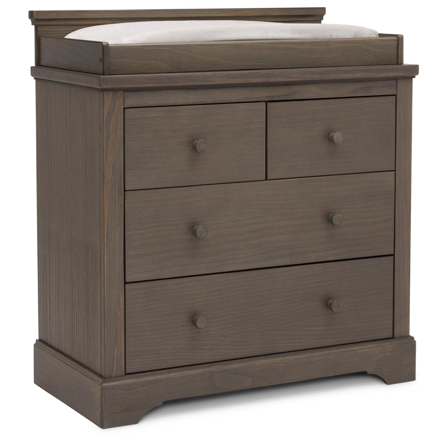 Simmons Kids' Paloma 4 Drawer Dresser with Changing Top and Interlocking Drawers - Rustic Gray