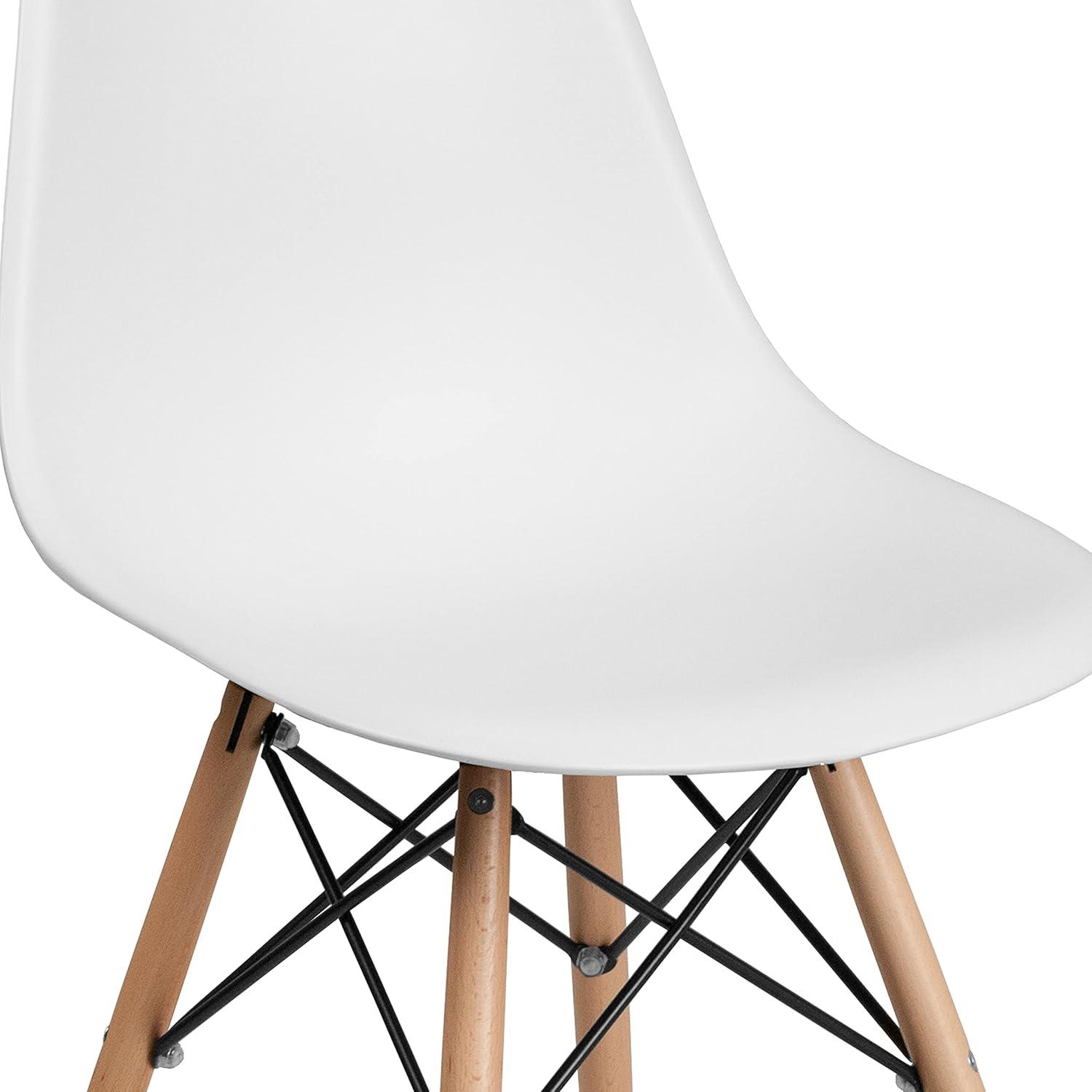 Flash Furniture Elon Series Plastic Chair with Wooden Legs for Versatile Kitchen, Dining Room, Living Room, Library or Desk Use