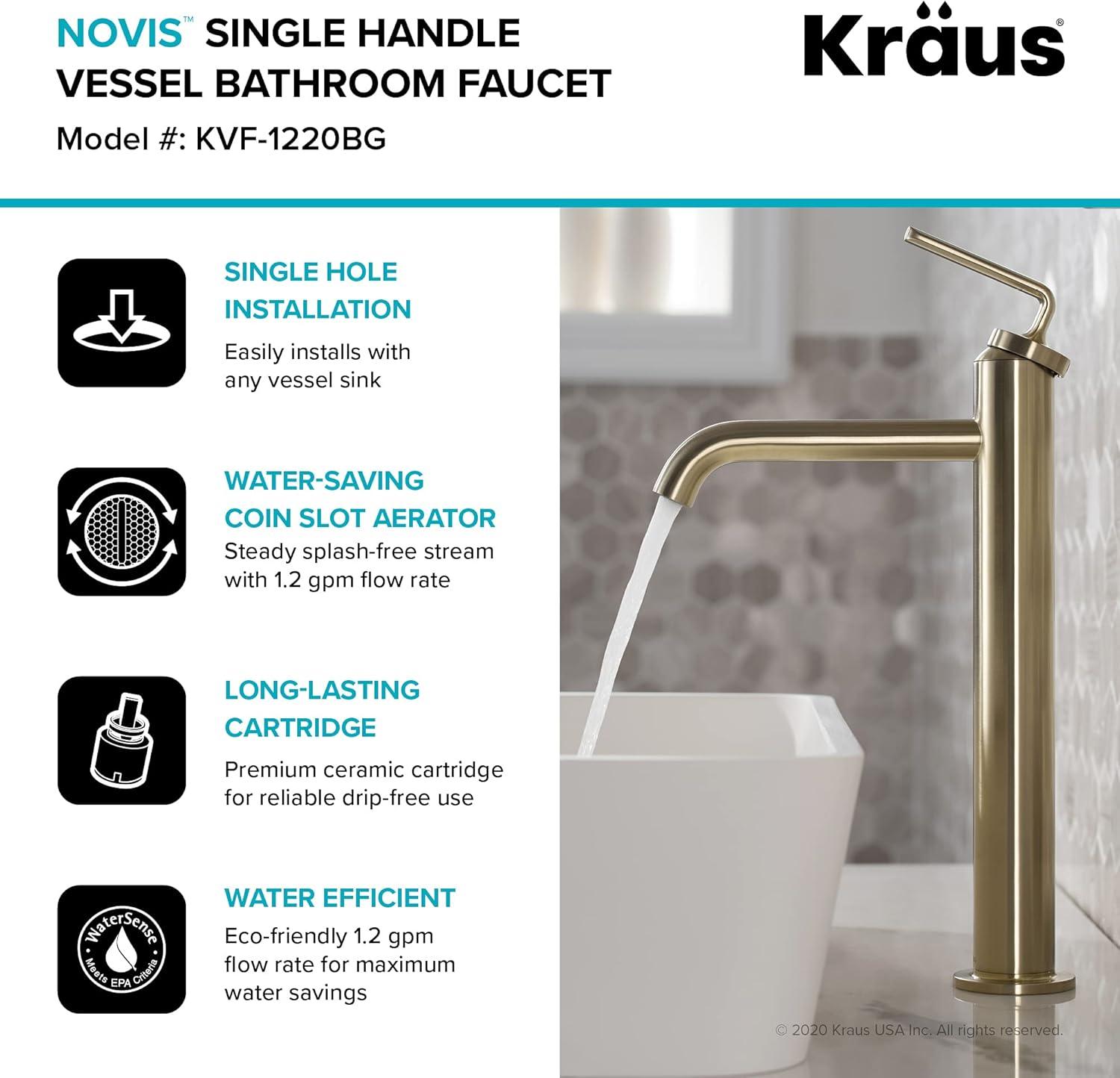 Ramus Vessel Sink Bathroom Faucet with Drain Assembly