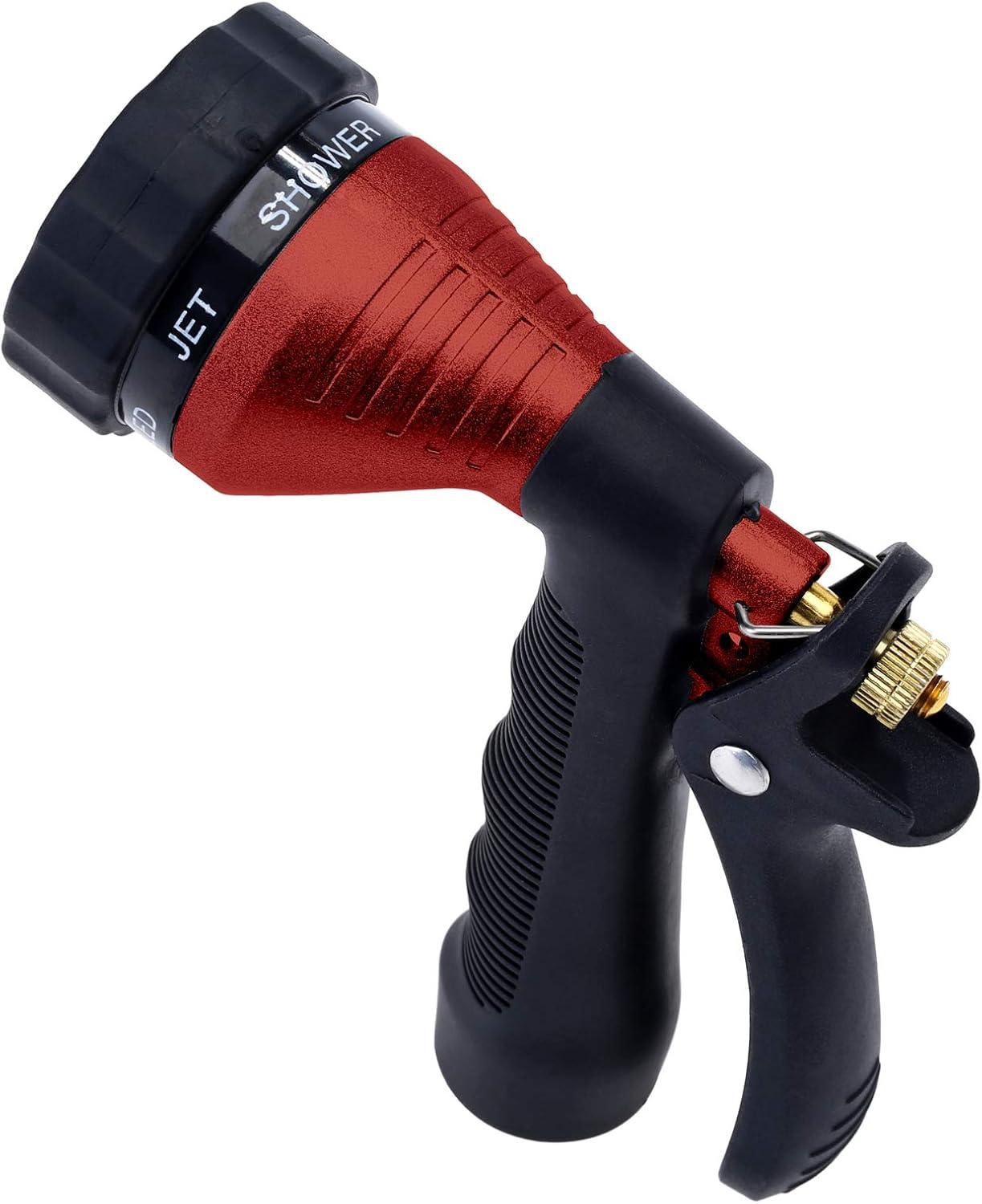 GREEN MOUNT Water Hose Nozzle Spray Nozzle, Metal Garden Hose Nozzle with Adjustable Spray Patterns, Perfect for Watering Plants, Washing Cars and Showering Dogs & Pets