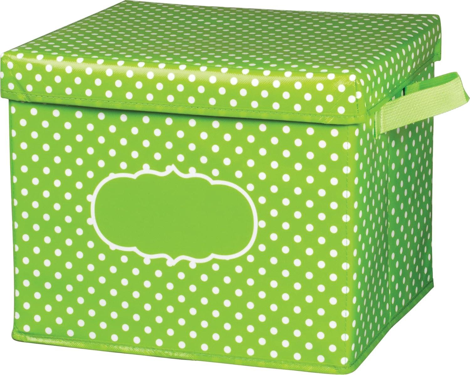 Teacher Created Resources Lime Polka Dots Storage Box