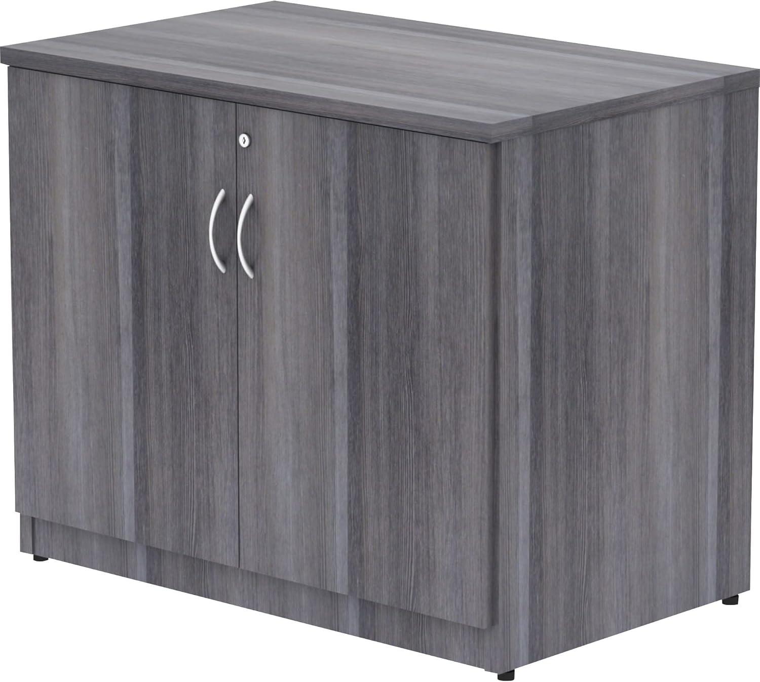 Essentials Series 2-Door Storage Cabinet - 36" X 22.5" X 29.5" - Drawer(S)2 Door(S) - Material: Melamine Faced Chipboard (MFC) Top, Melamine Faced Chipboard (MFC) Shelf, Melamine Faced Chipboard (MFC) Side Panel, Melamine Panel - Finish: Weathered Charcoa