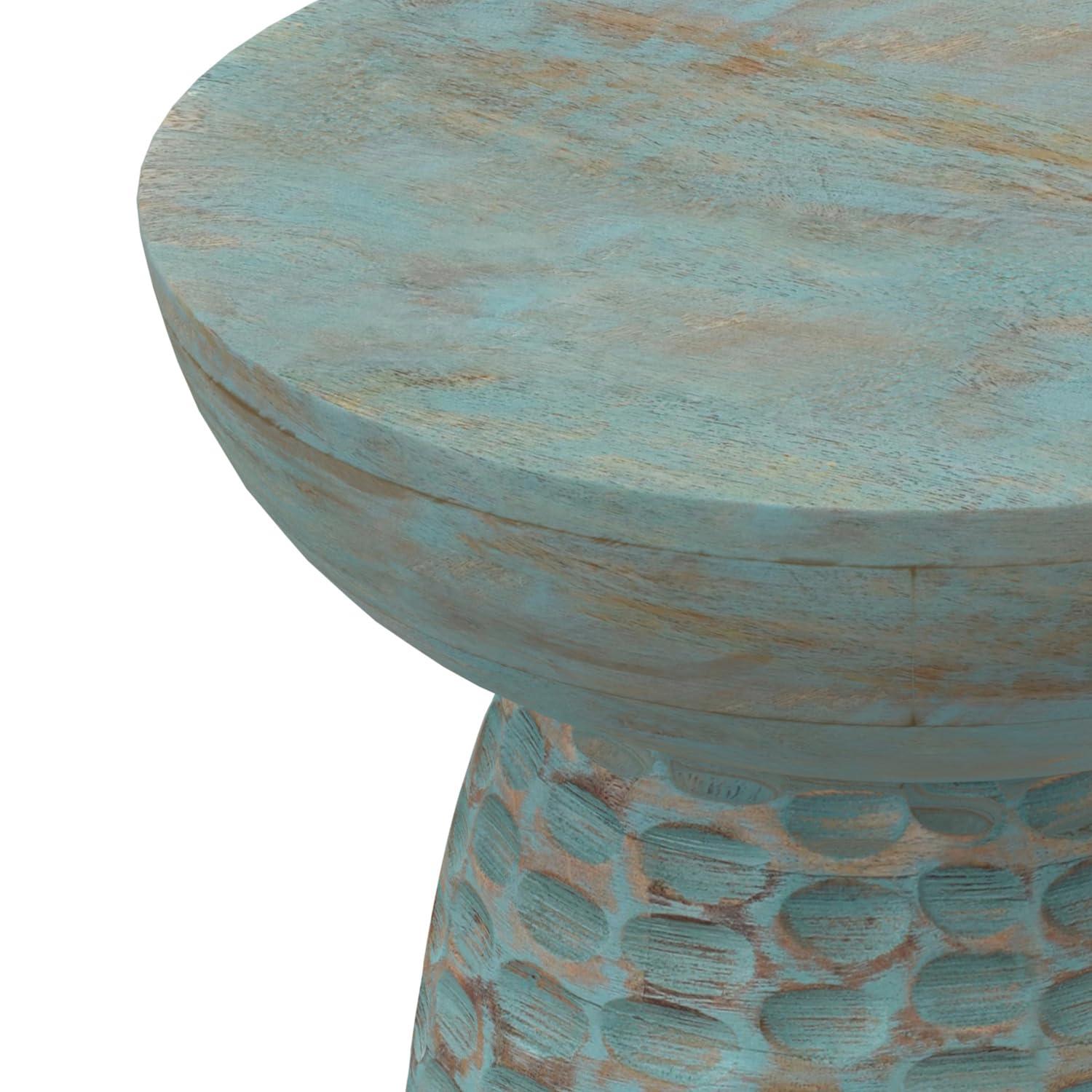 Simpli Home Boyd Solid Mango Wood Pedestal Accent End Table