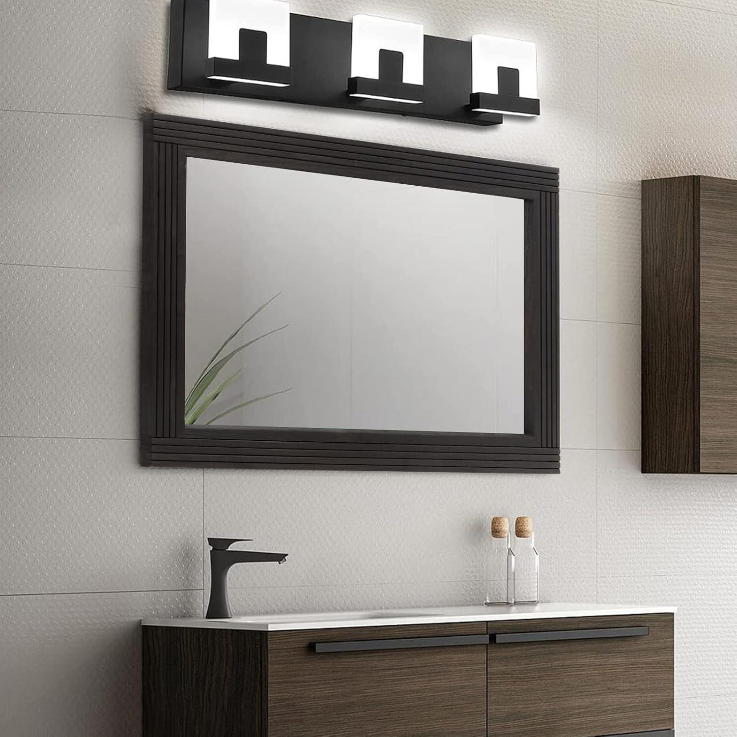 Rustic Natural Wood and Iron Rectangular Wall Mirror