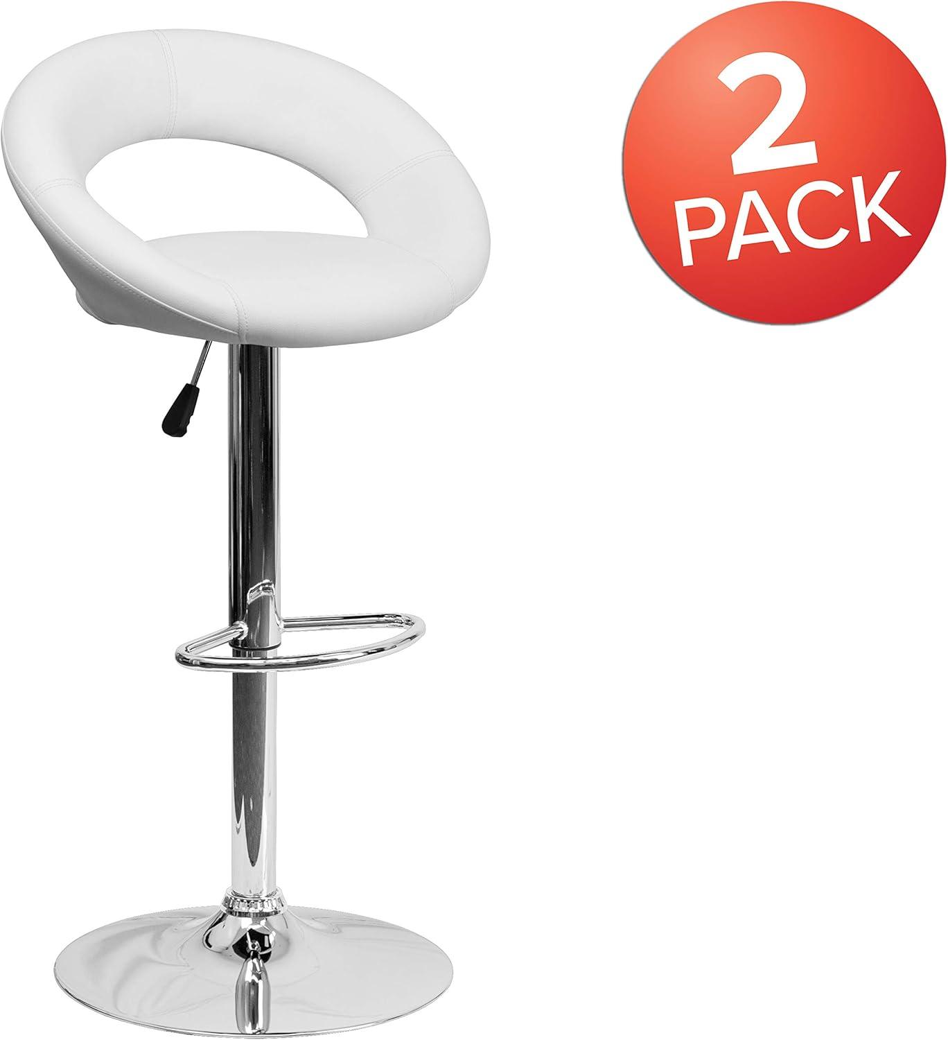 Flash Furniture Contemporary Vinyl Rounded Orbit-Style Back Adjustable Height Barstool with Chrome Base