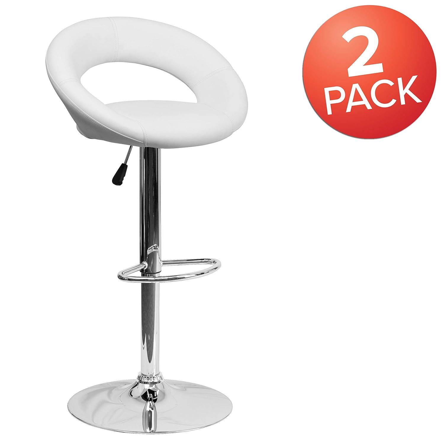 Flash Furniture Contemporary Vinyl Rounded Orbit-Style Back Adjustable Height Barstool with Chrome Base