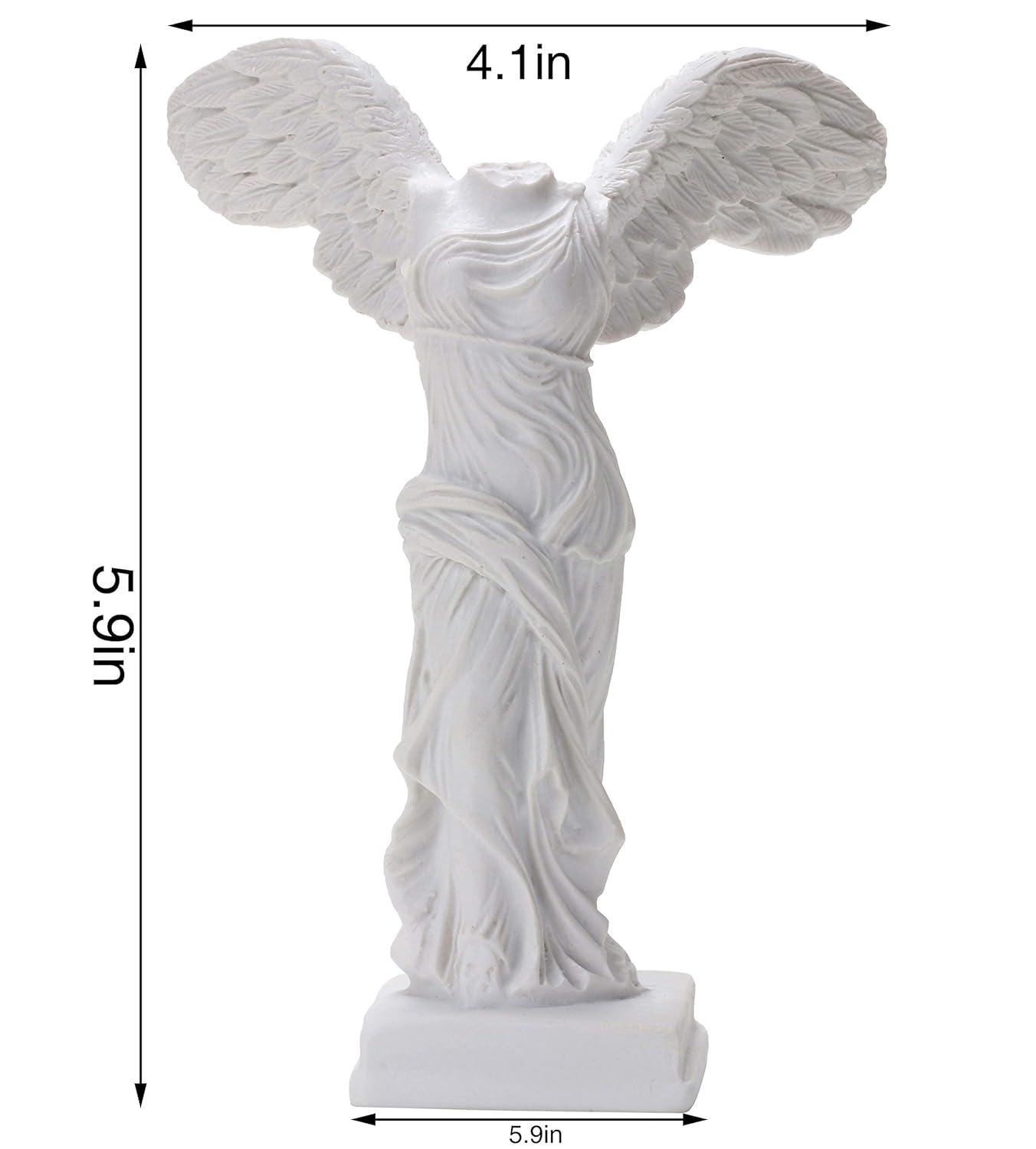 Winged Victory Goddess Statue Crafted in Resin for Home Decor White 10.2 Inches