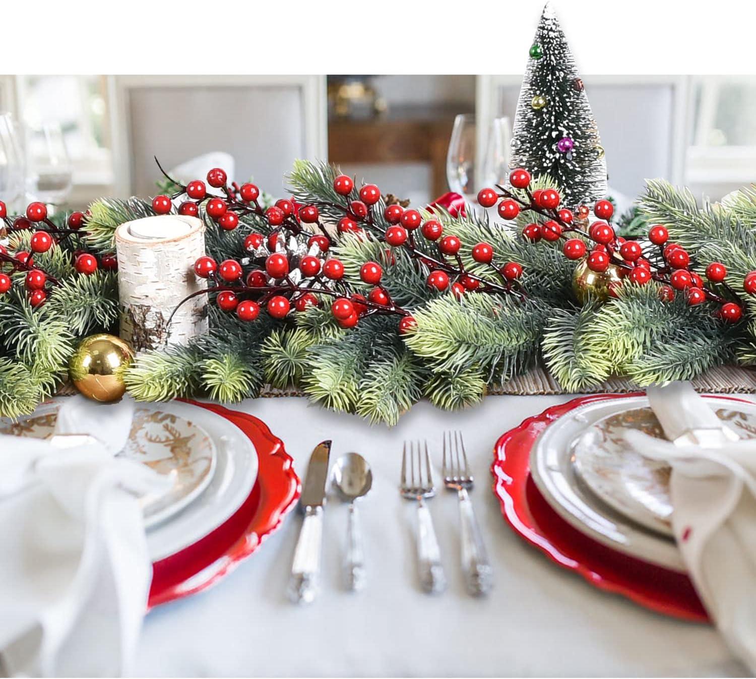 6Ft Artificial Pine Christmas Garland Winter Greenery Garland for Holiday Season Mantel Fireplace Table Runner Centerpiece Décor