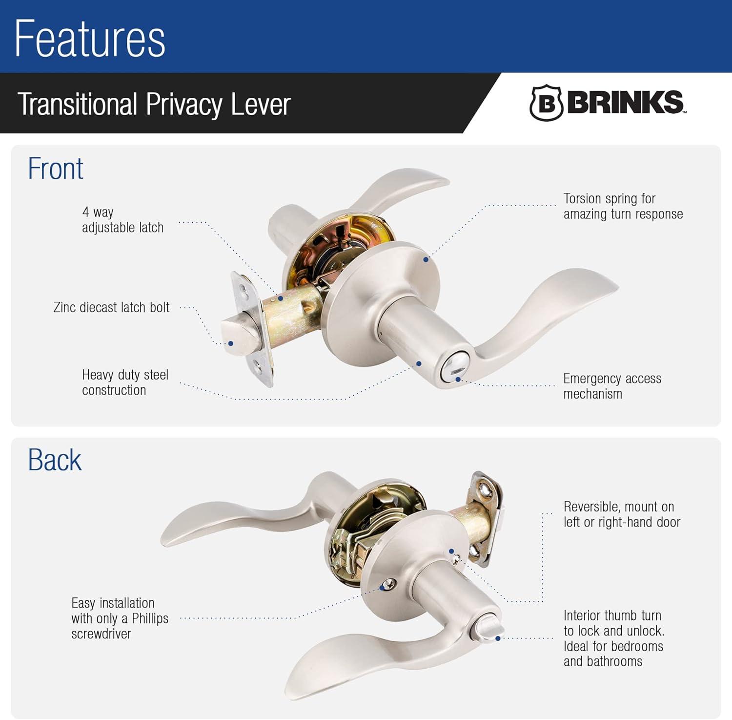 Brinks Raleigh Transitional Privacy Wave Lever