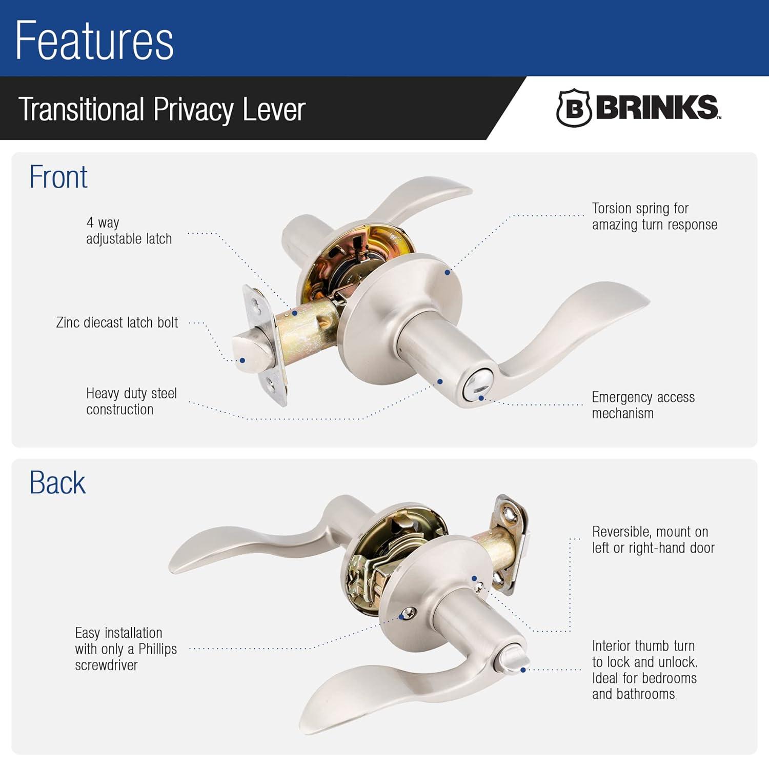 Brinks Raleigh Transitional Privacy Wave Lever