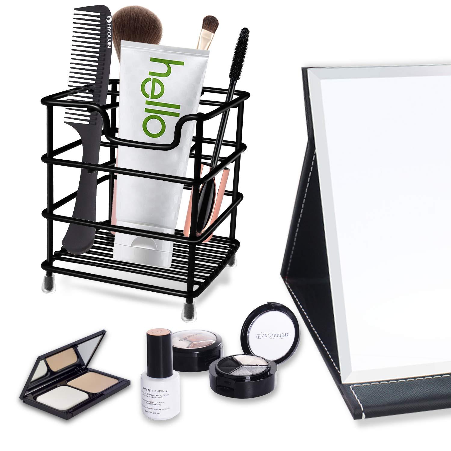 HYRIXDIRECT Toothbrush Holders for Bathrooms Stainless Steel Rustproof Toothbrush and Toothpaste Holder Organizer Tooth Brush Storage Stand