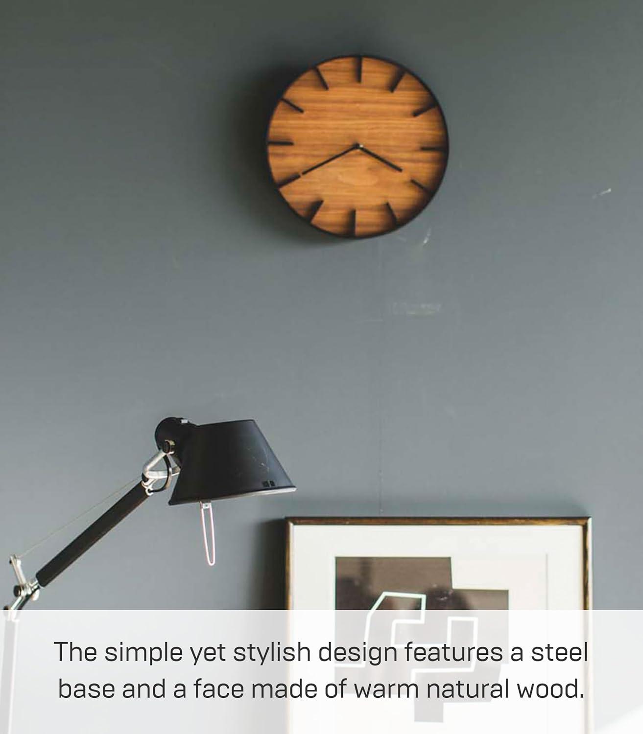 Rin Yamazaki Home Wall Clock, Modern Wood Home Decoration, Steel + Wood, Step Motion Second