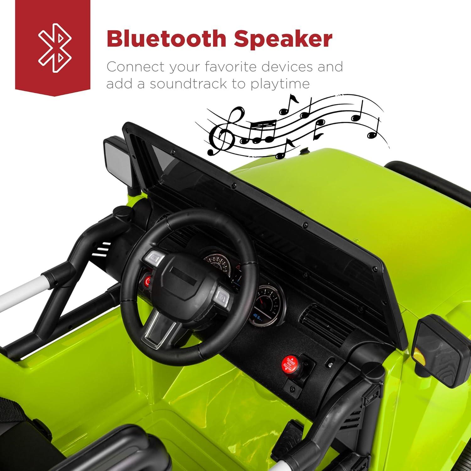 Best Choice Products 12V Kids Ride On Truck Car w/ Remote Control, Spring Suspension, Bluetooth, LED Lights - Green