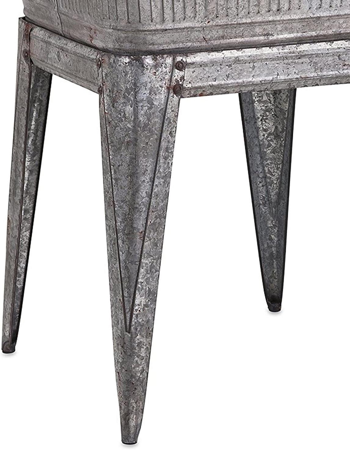 Gray Galvanized Metal Beverage Tub on Stand, 32-inch Height