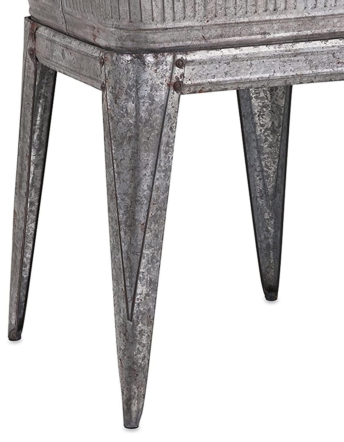 Gray Galvanized Metal Beverage Tub on Stand, 32-inch Height