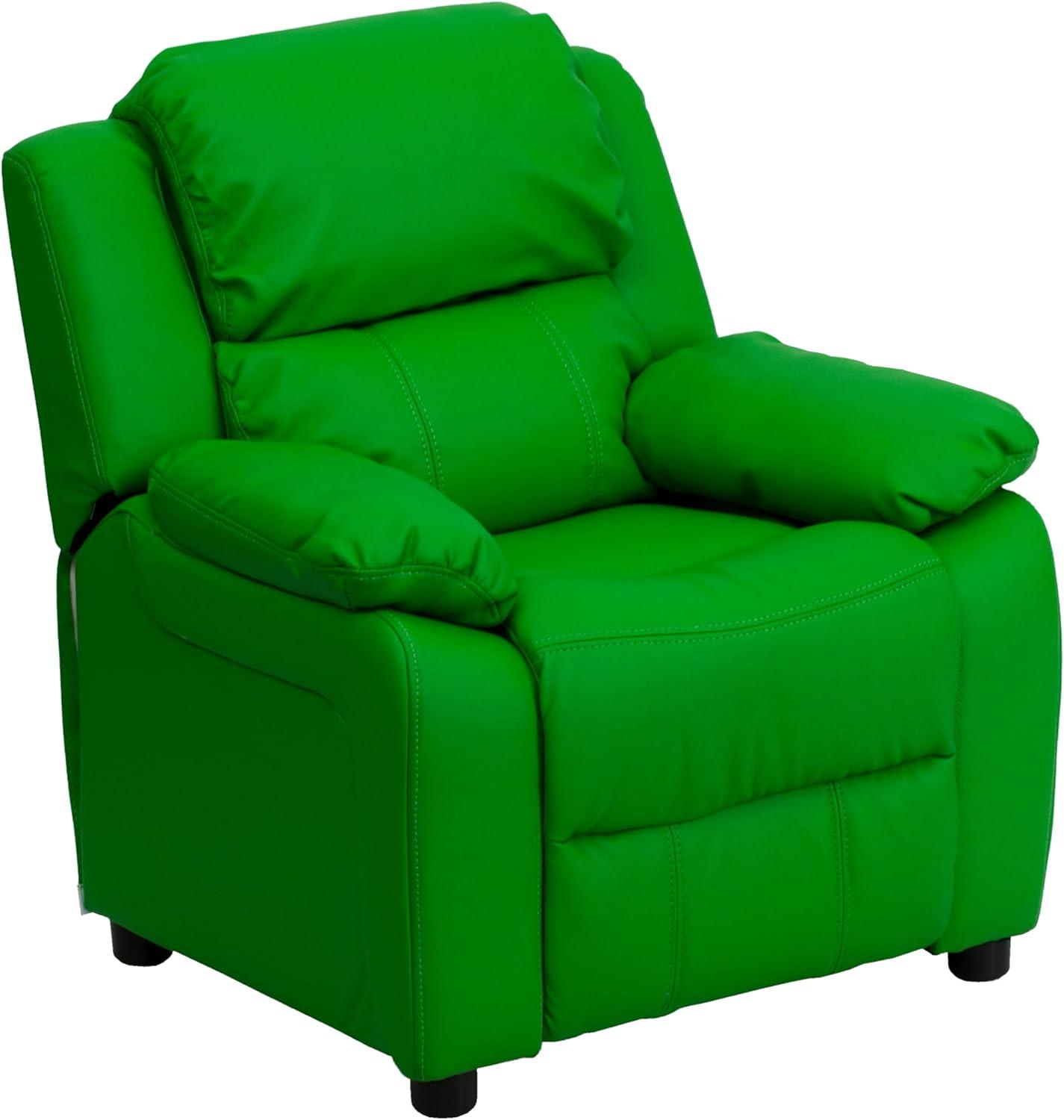 Green Microfiber Kids Recliner with Cup Holder