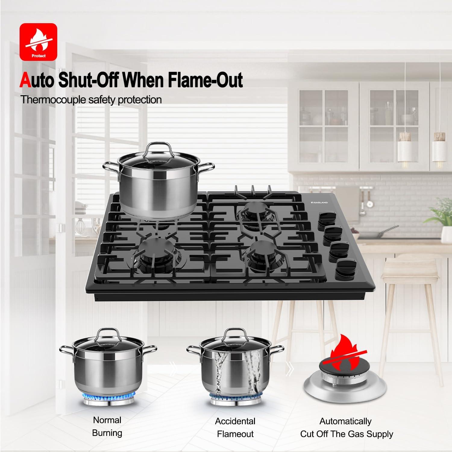 Gasland Chef 30 in. NG/LPG Convertible Gas Cooktop in Porcelain Enamel with 4 Burners