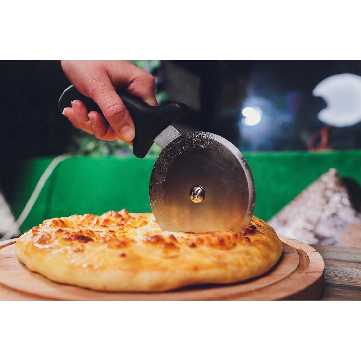 Japanese Stainless Steel Deep Dish Pizza Cutter with Black Handle