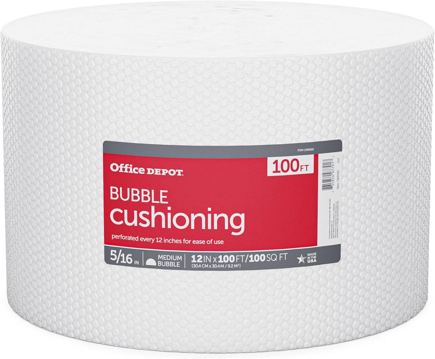 Medium Clear Plastic Bubble Cushioning Roll, 12" x 100'