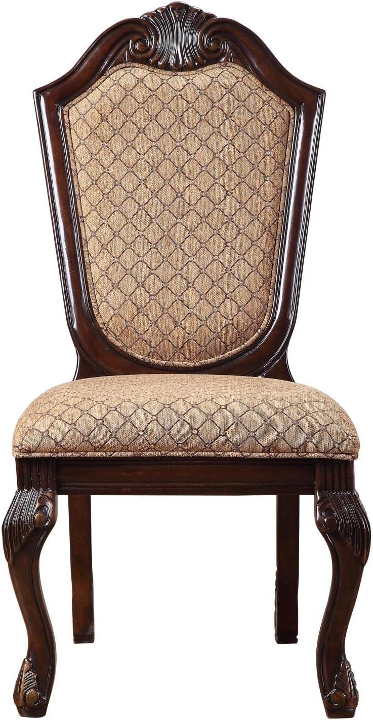 High Back White Upholstered Wood Side Chair