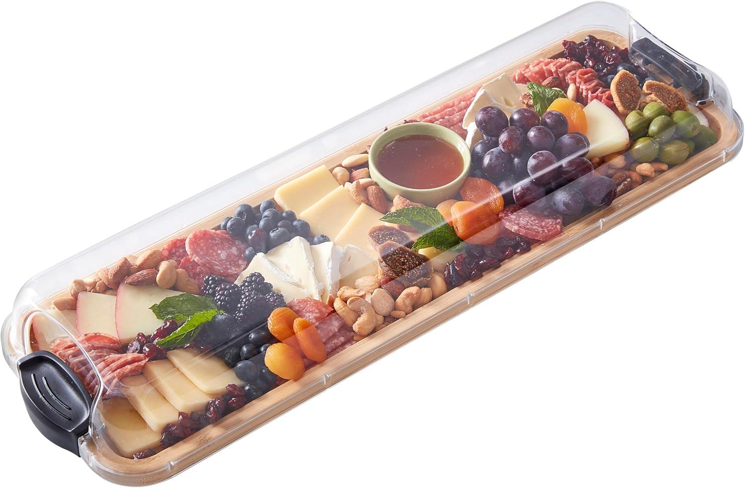 Farberware Farberware Build-A-Board 11 x 14 in. Bamboo Charcuterie Board With Locking Lid