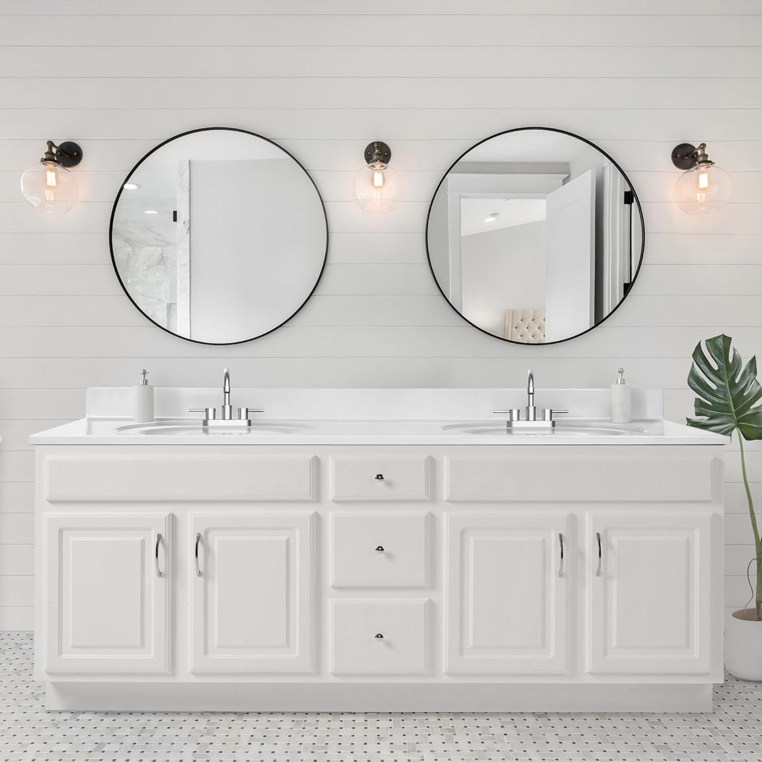 Design House  Cultured Marble Vanity Top in White with White Double Bowl