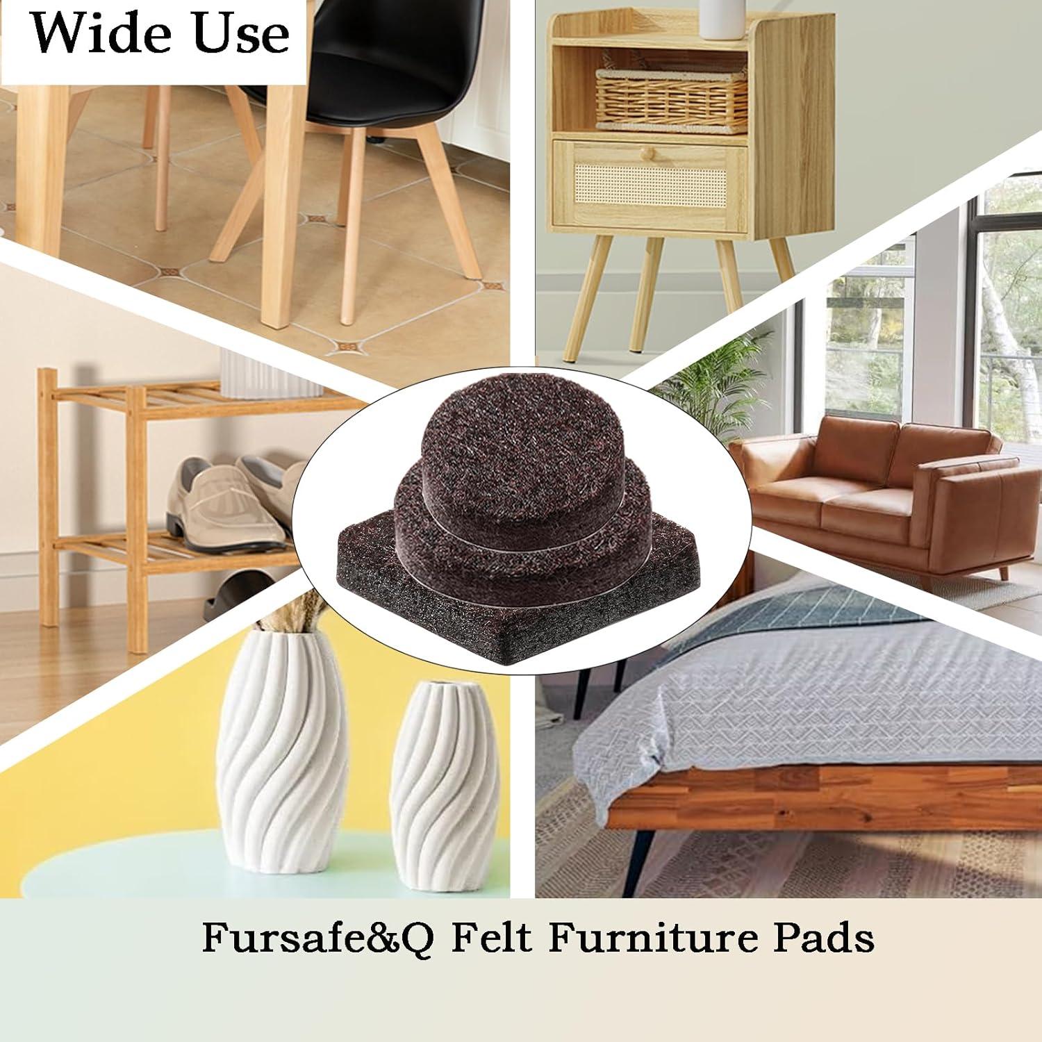 Fursafe&Q Felt Furniture Pads, Furniture Felt Pads for Hardwood Floors -Self Adhesive Chair Leg Floor Protectors, Protect from Nicks, Dents and Scratches, Chair Feet Protectors 136 Pcs Chair Feet