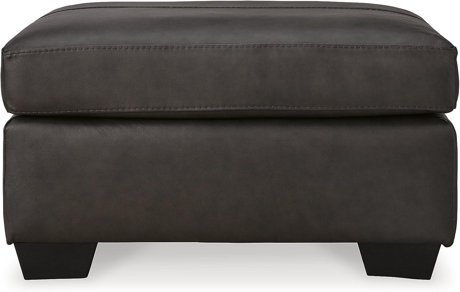 Belziani Brown Leather Match Contemporary Ottoman