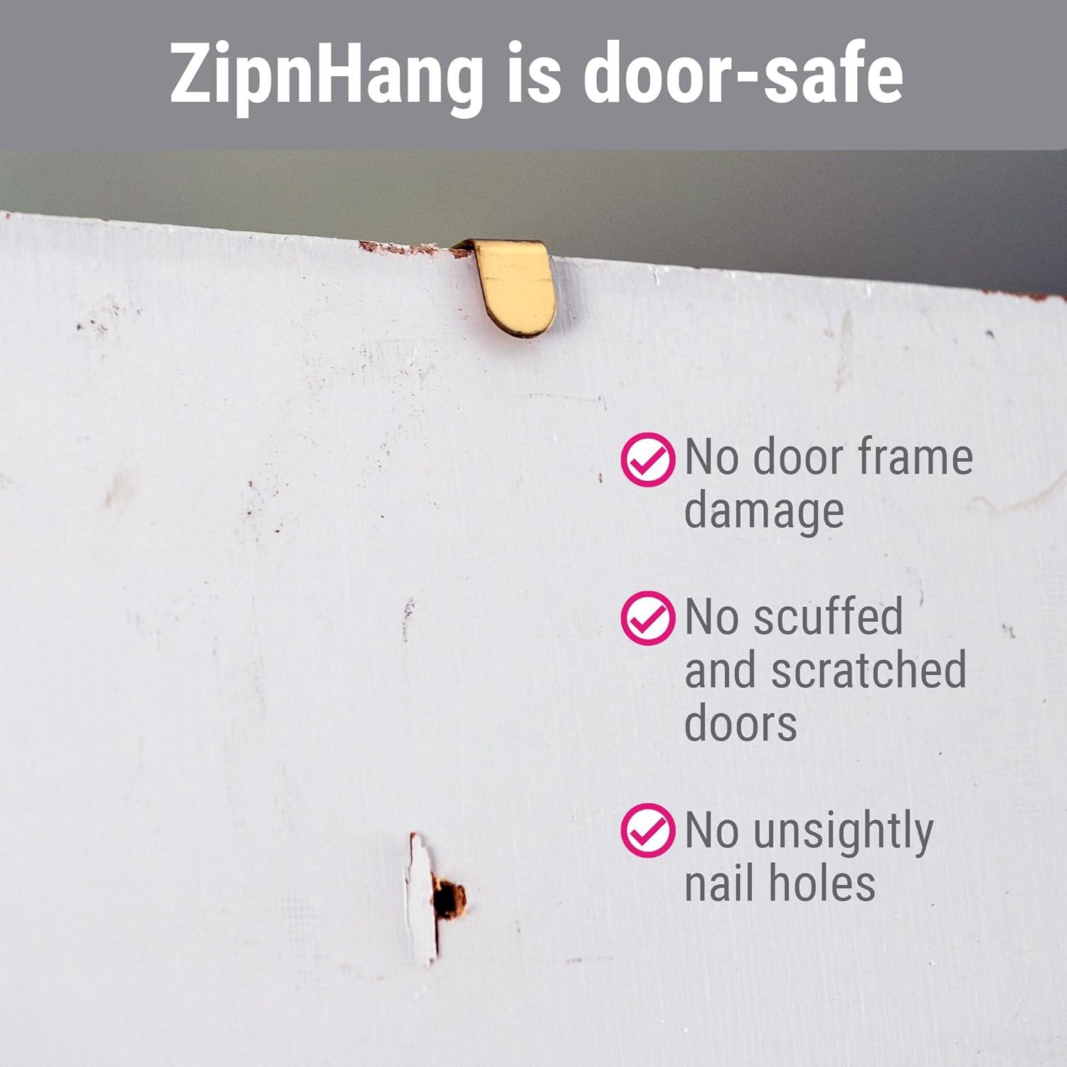 Wreath Hangers for Front Door (White - 1 Pack) - Damage Free Hanging - ZIPNHANG: Adjustable Door Hanger. Christmas Wreath & Decor Hanger for Front Door. Hooks for Hanging on Glass Doors, Screen Doors