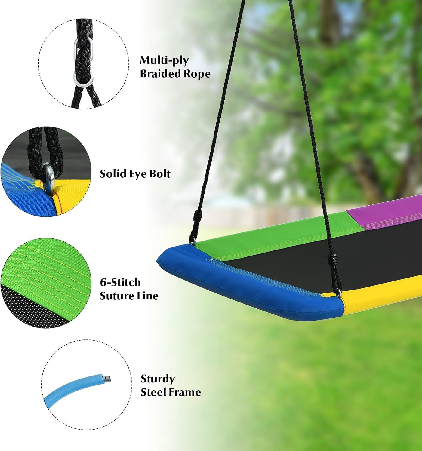 Goplus 700lb Giant 60'' Platform Tree Swing Outdoor w/ 2 Hanging Straps Colorful