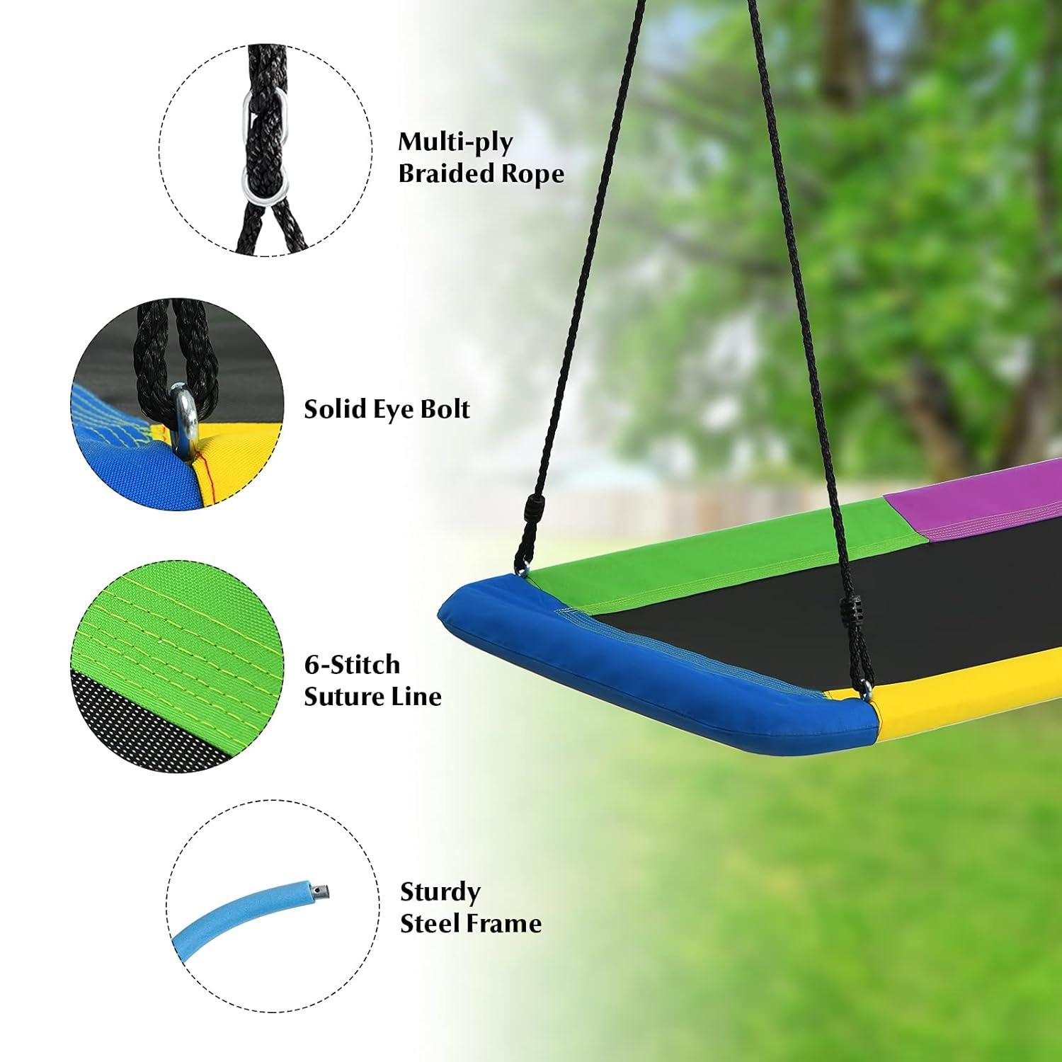 Goplus 700lb Giant 60'' Platform Tree Swing Outdoor w/ 2 Hanging Straps Colorful