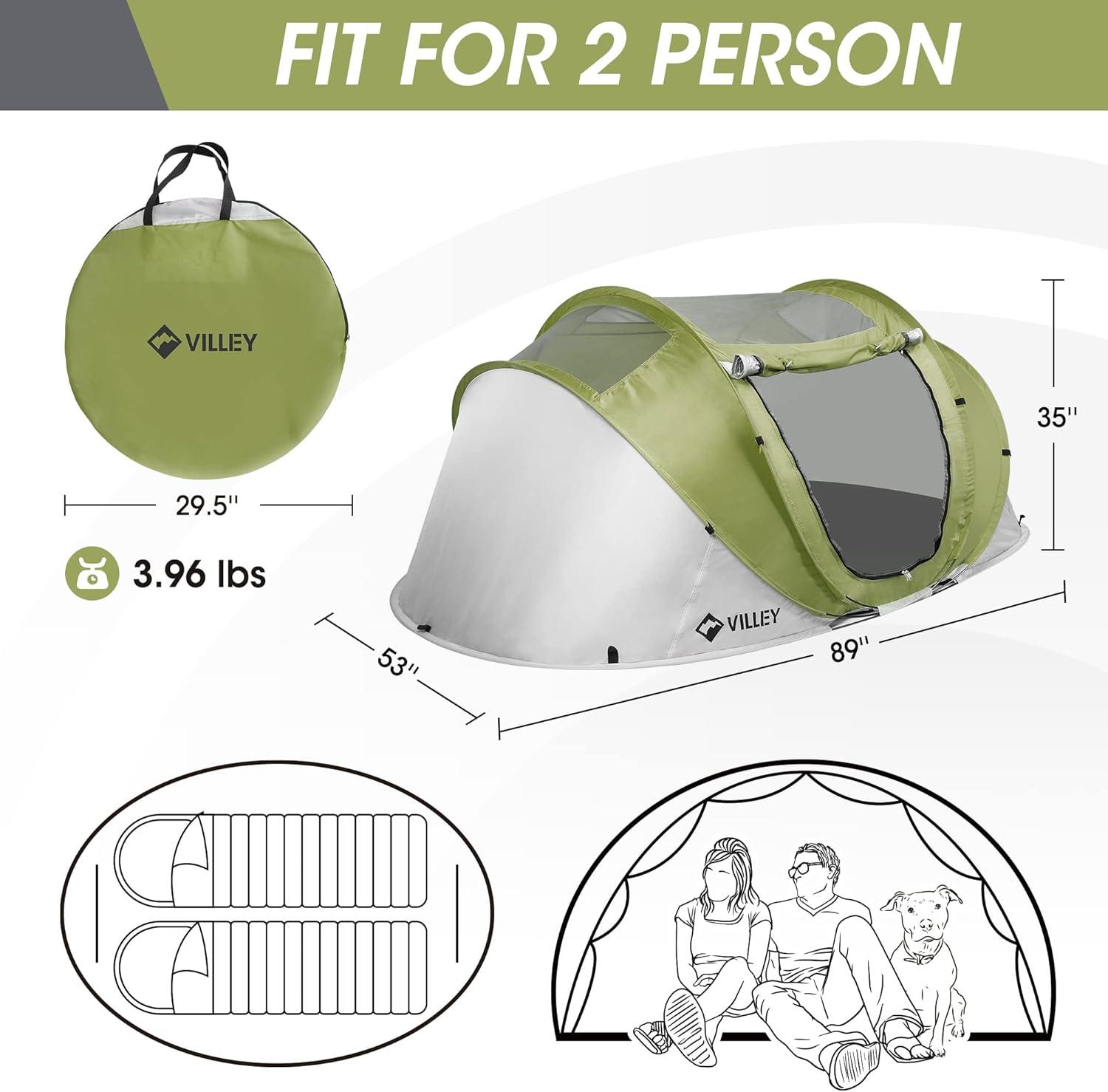 Green and Grey 2-Person Four Season Dome Camping Tent with Carry Bag