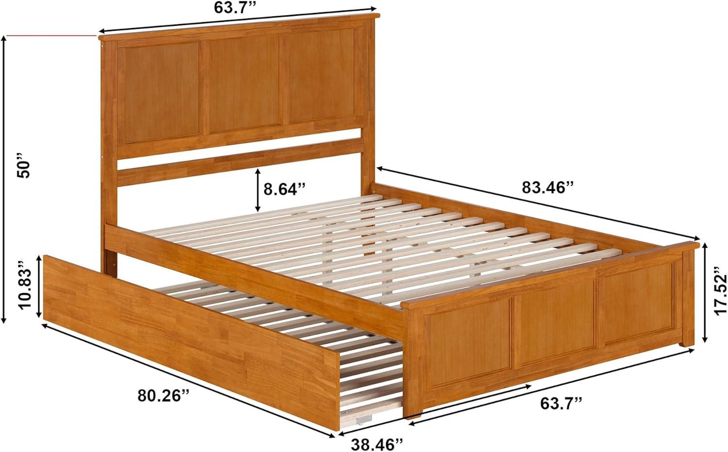 AFI Nantucket Queen Platform Bed with Matching Footboard and Twin XL Trundle, Light Toffee