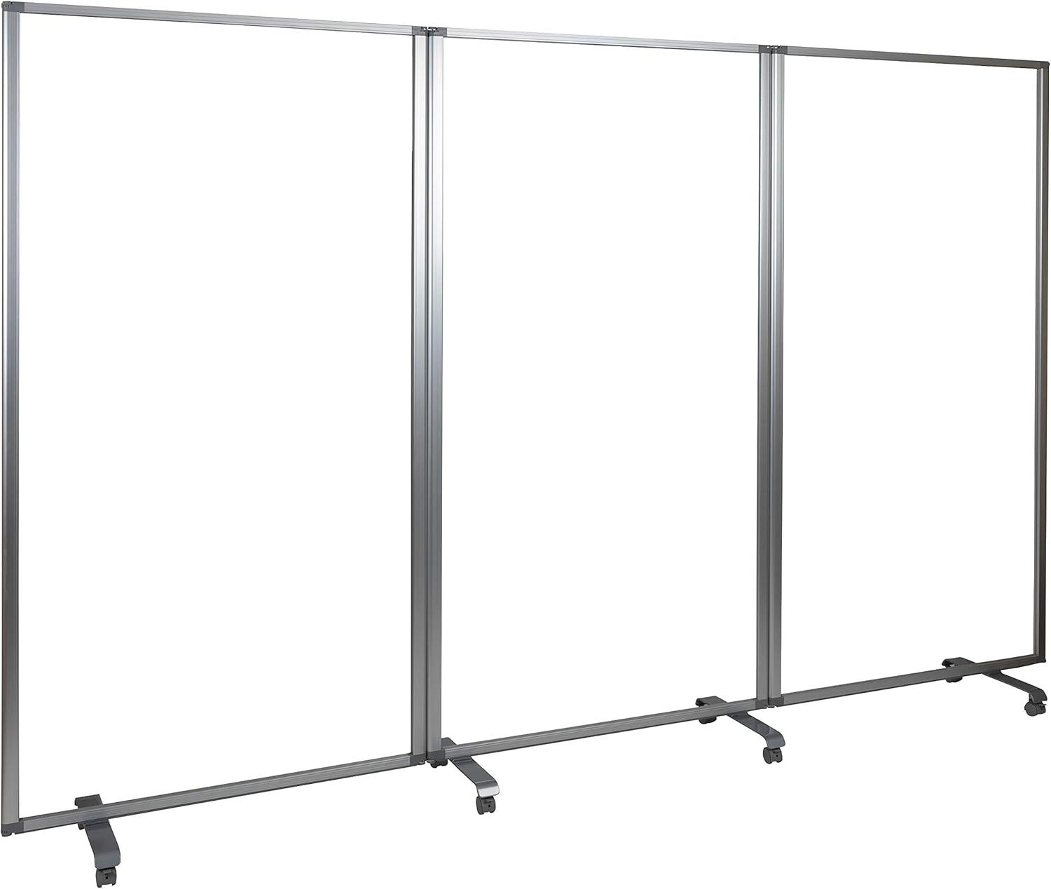 Clear Acrylic Mobile Room Divider with Lockable Casters