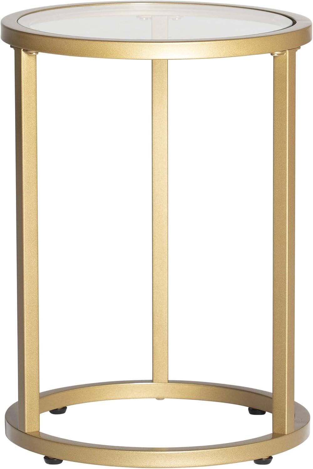 Studio Designs Camber Modern Round Nesting End Tables, Gold Metal/Glass