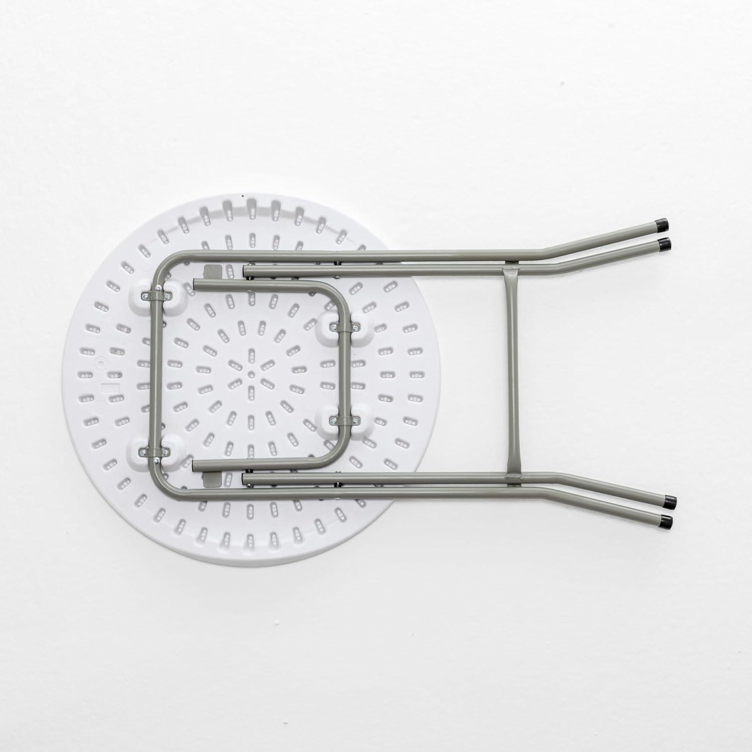 BTEXPERT Set of 5, White 24" Round Plastic Folding Table Commercial Portable for Picnic Party Camping Banquet Card Dining Wedding Event Home Kitchen Indoor Outdoor, 30" Height