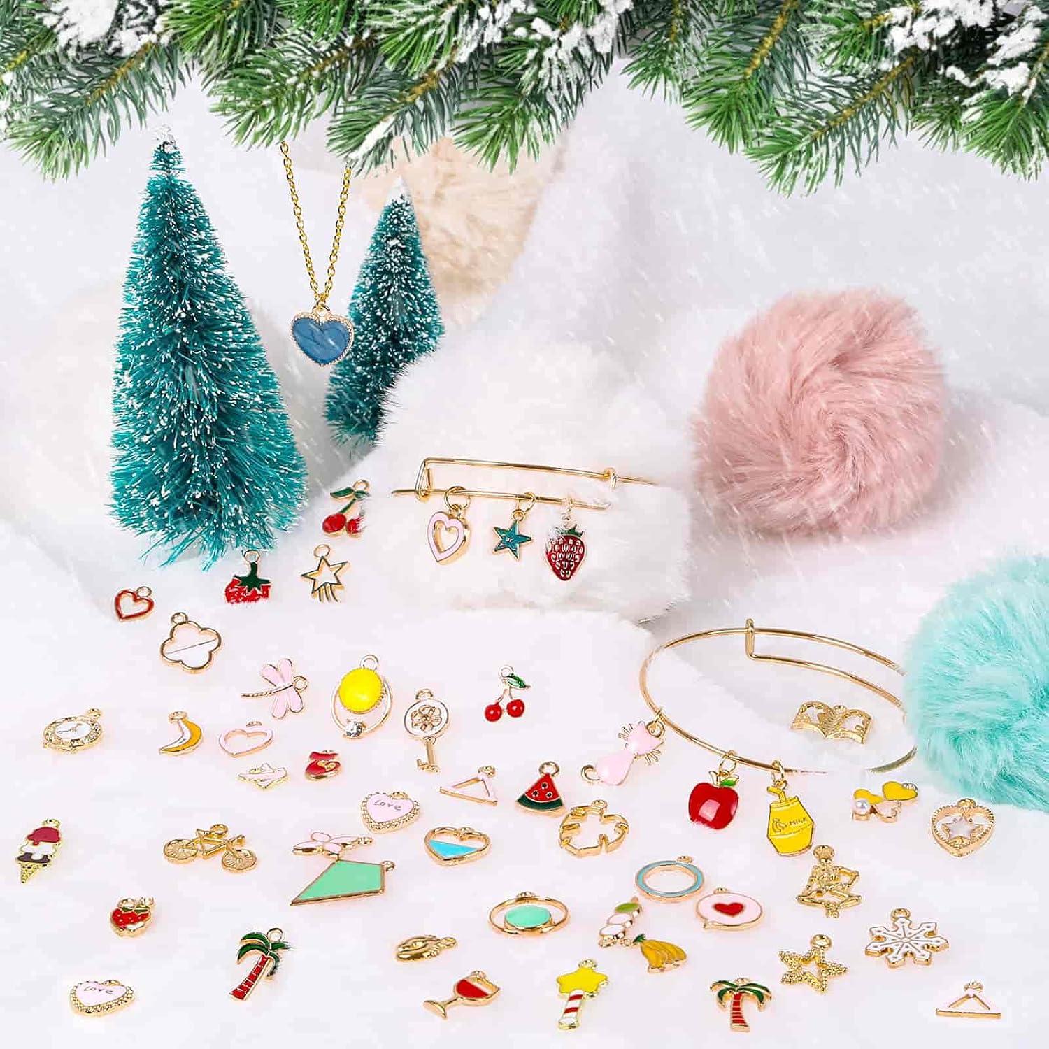 Acejoz 200Pcs Charms for Jewelry Making, Assorted Jewelry Bangle Charms, Wholesale Mixed Bulk Metal Earring Charms for DIY Necklace Bracelet Jewelry Making and Crafting (Assorted Color)