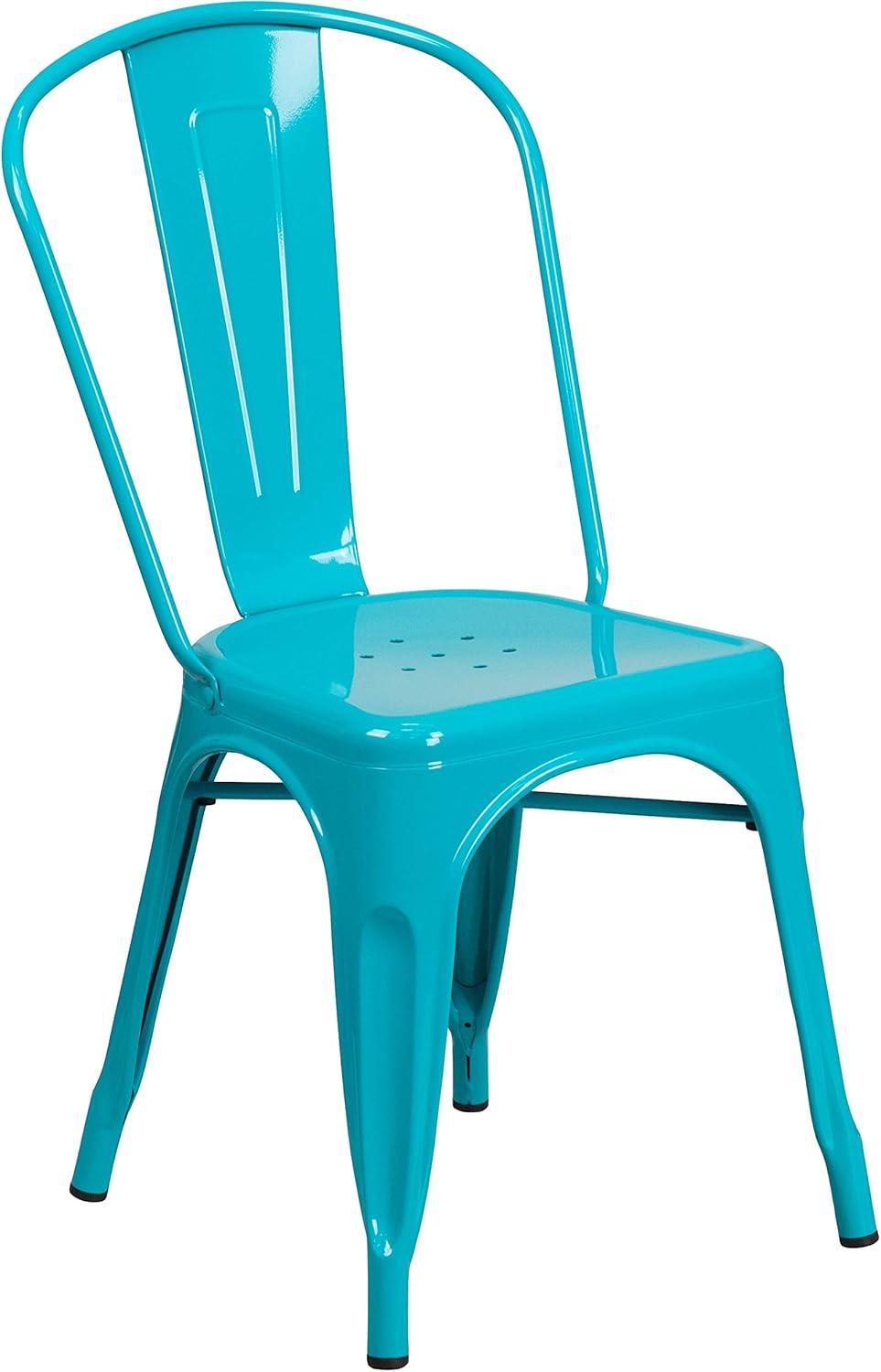 Emma and Oliver Commercial Grade Colorful Metal Indoor-Outdoor Dining Stack Chair