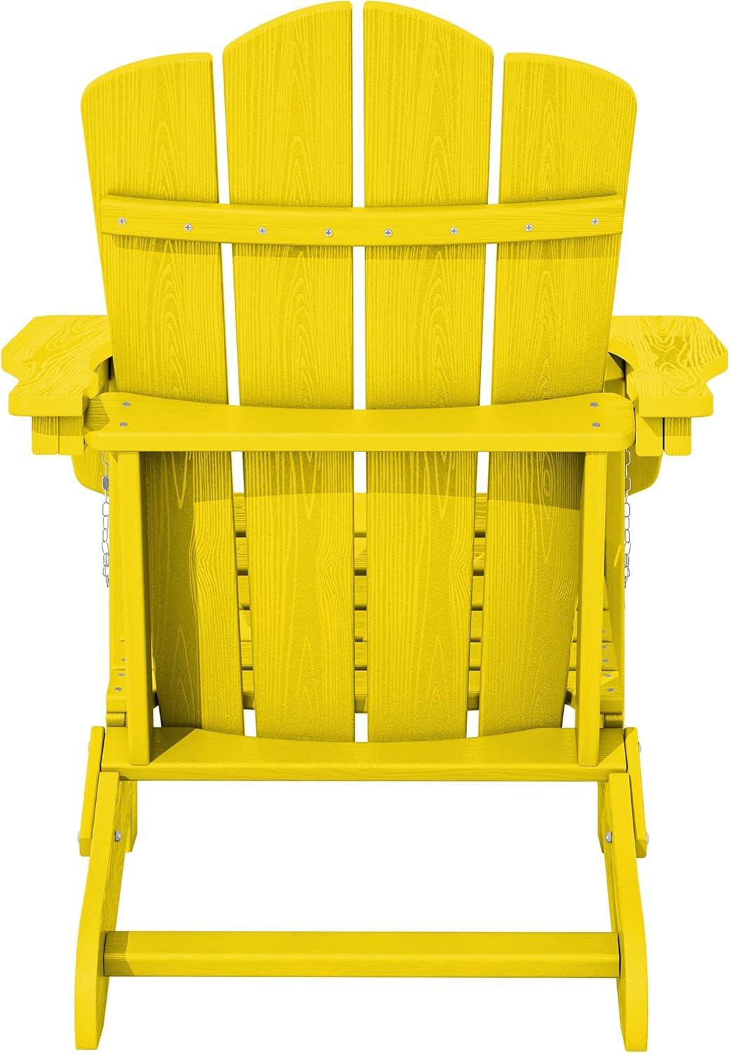KINGYES Folding Adirondack Chair Set of 2, HDPE All-Weather Folding Adirondack Chair, Yellow