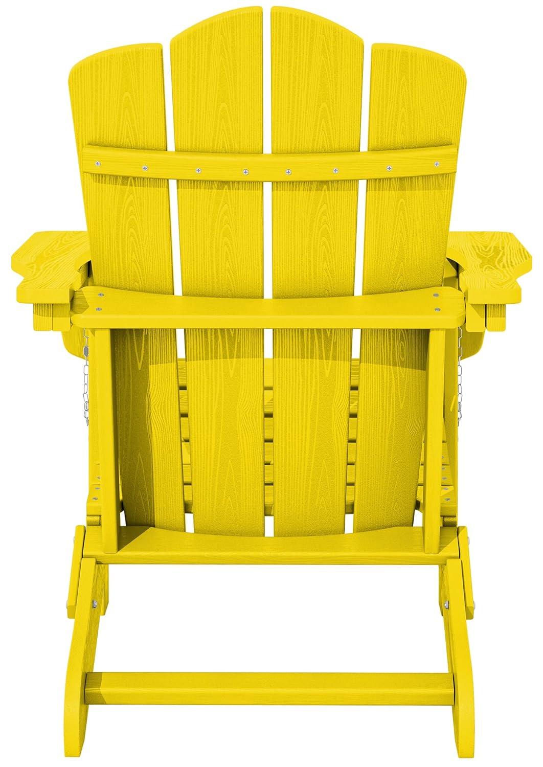KINGYES Folding Adirondack Chair Set of 2, HDPE All-Weather Folding Adirondack Chair, Yellow