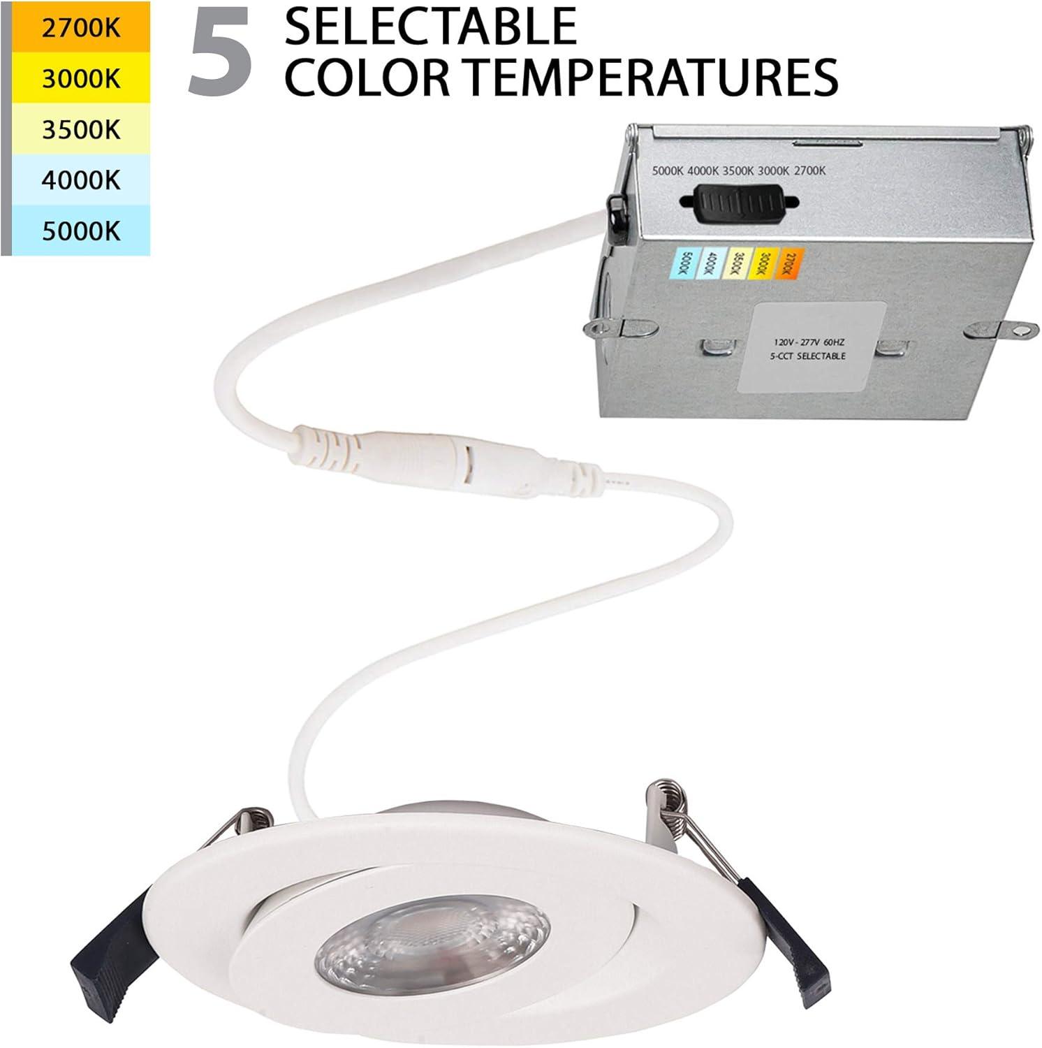 Lotos 4.75'' Selectable Color Temperature Dimmable Air-Tight IC Rated LED Canless Recessed Lighting Kit